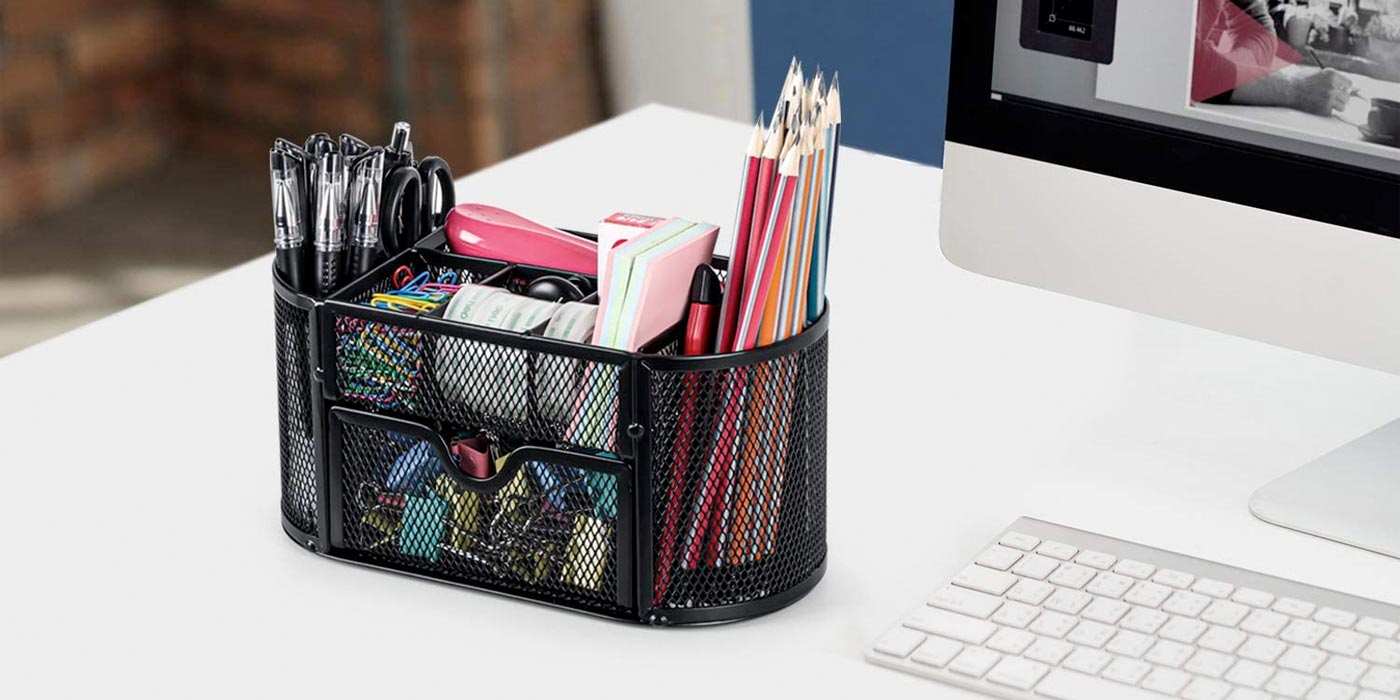 Tackle Your 2023 Office Goals With This Mesh Desk Organizer On Sale For   Pipishell Mesh Desk Organizer 