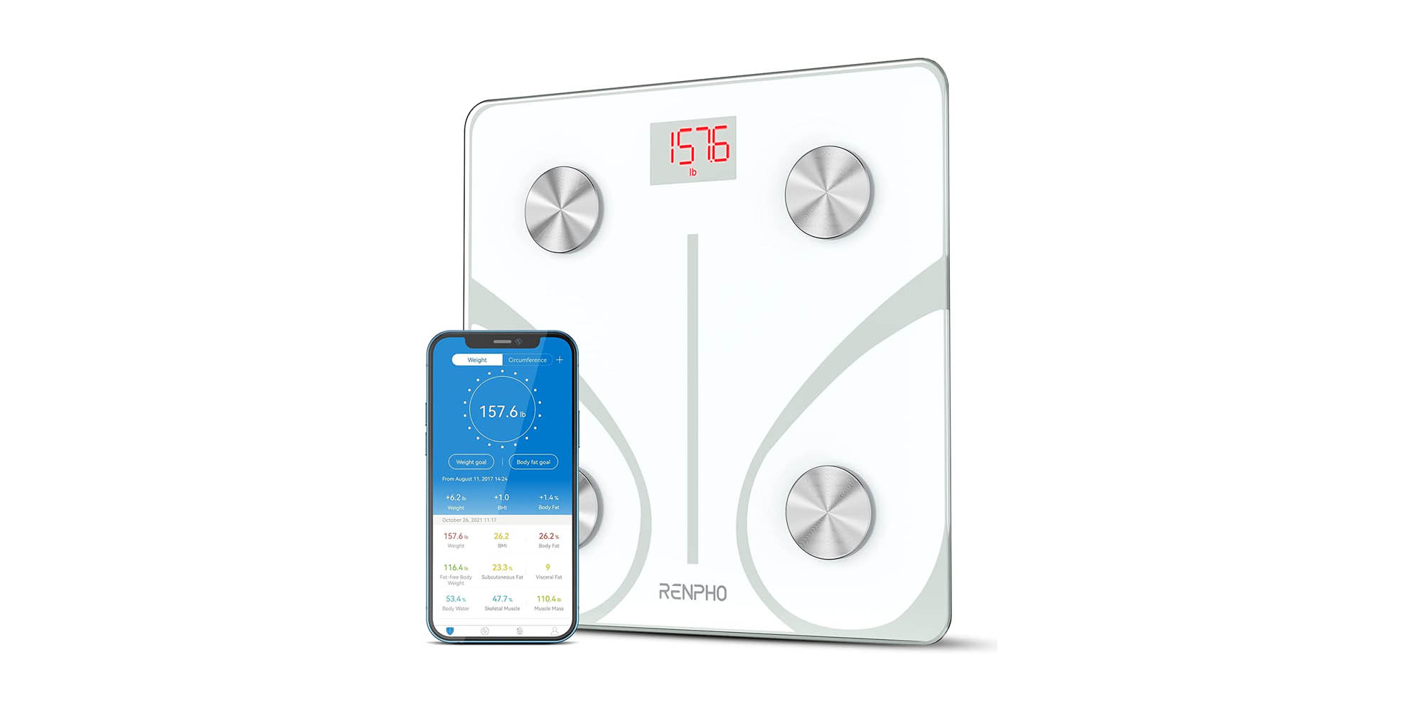 Track your weight and body fat with Renpho's Smart Bluetooth Scale in