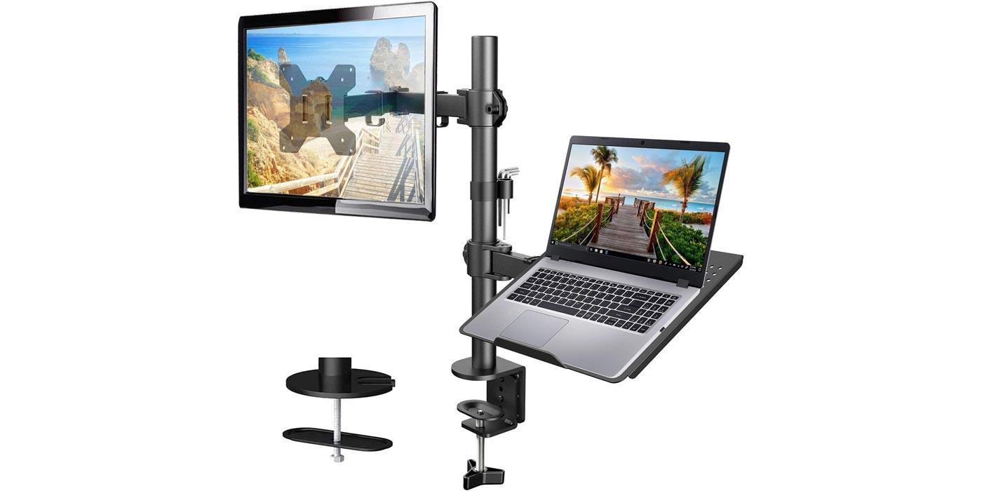 Tidy up your desk with HUANUO's VESA monitor arm/laptop tray mount at
