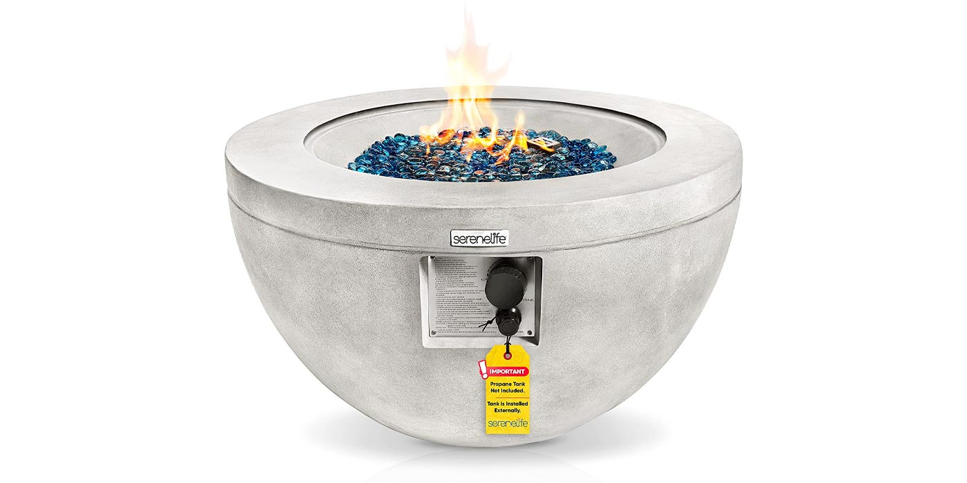 This concrete propane fire pit is perfect for your patio setup at new