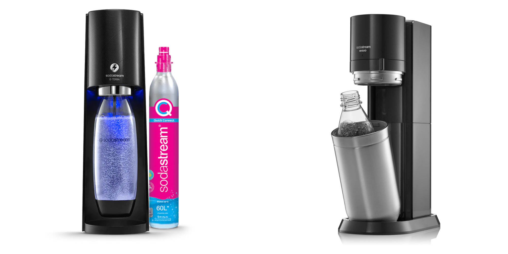 SodaStream's E-TERRA and E-DUO inject carbonation electrically