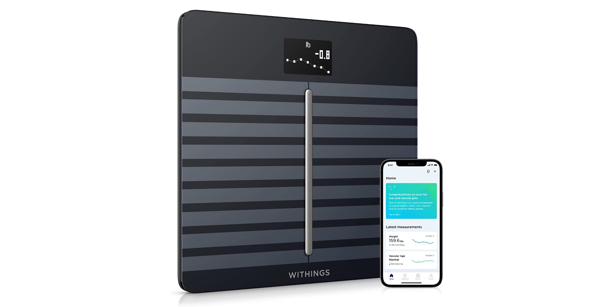 Withings - Body Cardio - Heart Health & Body Composition Wi-Fi Smart Scale