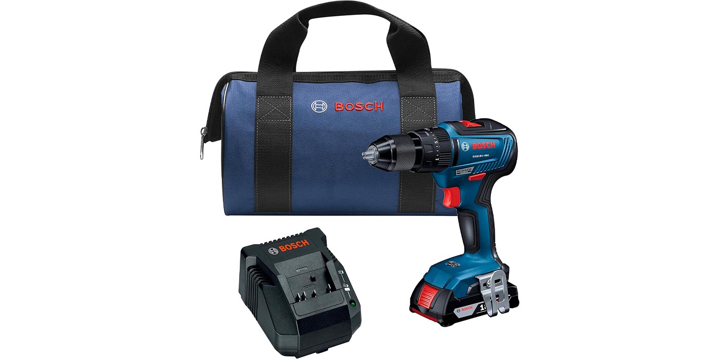 Bosch's 18V cordless hammer drill/driver comes with a 2Ah battery at