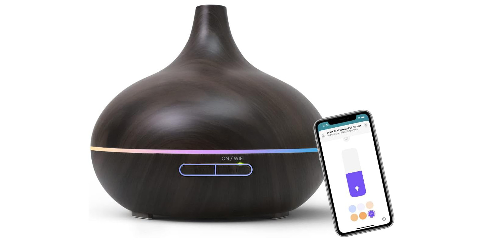 Control this mood lightingequipped meross oil diffuser with Siri down