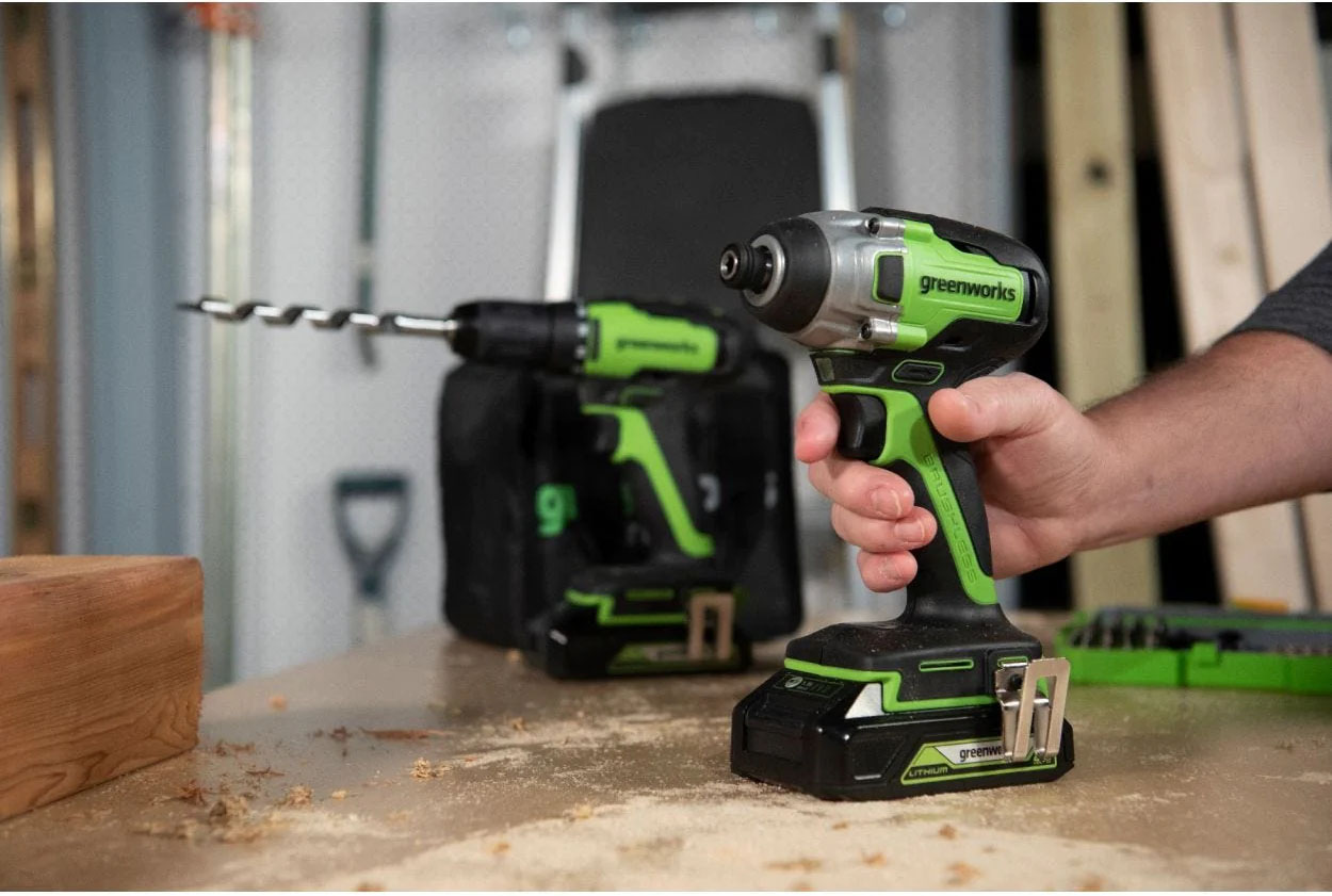 Greenworks 24V Brushless Drill and Impact Driver combo kit drops