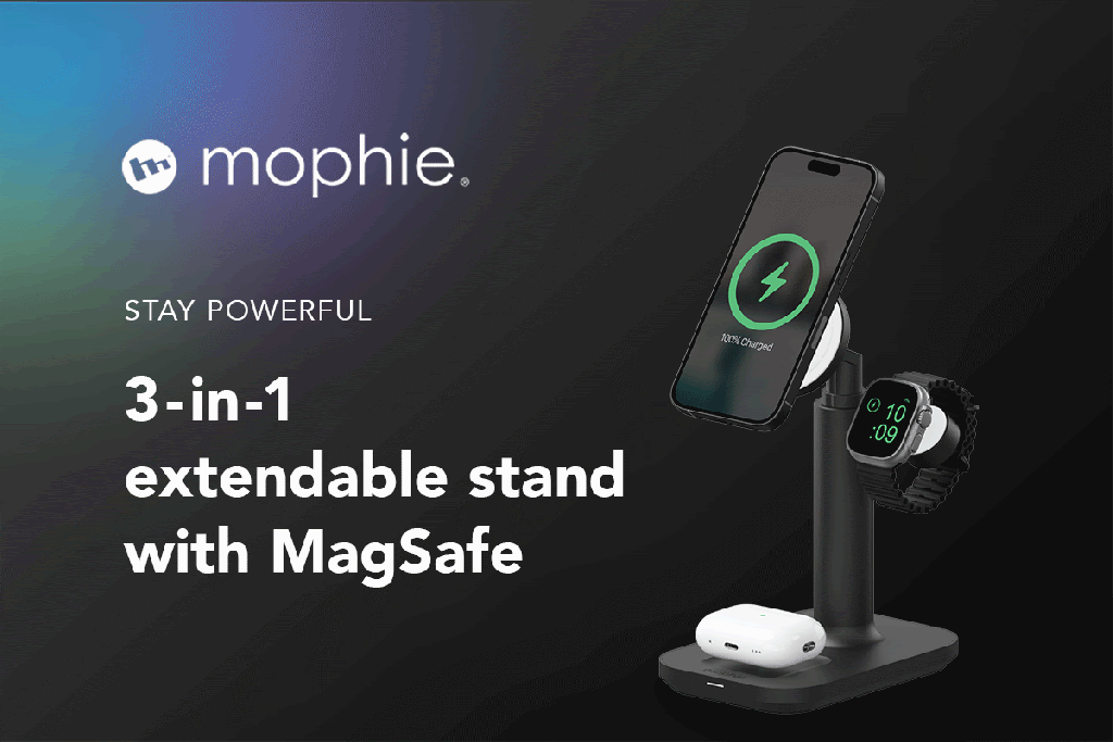 mophie 3-in-1 extendable MagSafe stand debuts with 15W charger