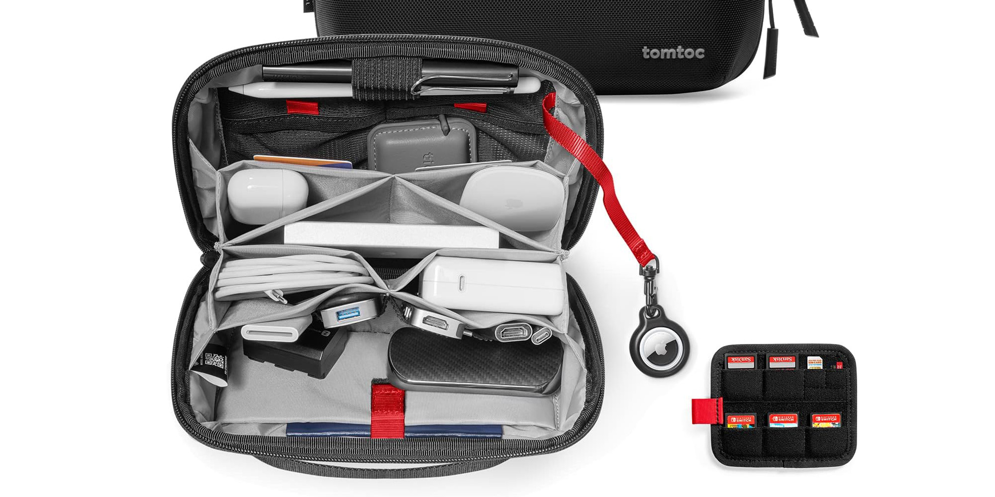 tomtoc's water-repellent tech organizer with keyring strap and microSD case  drops to $29.50