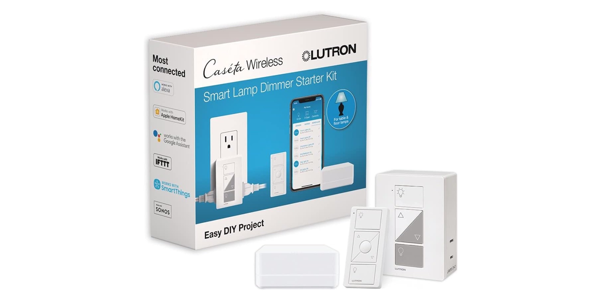 Lutron's Caseta Lamp Dimmer Kit works with Siri, Alexa, and Assistant