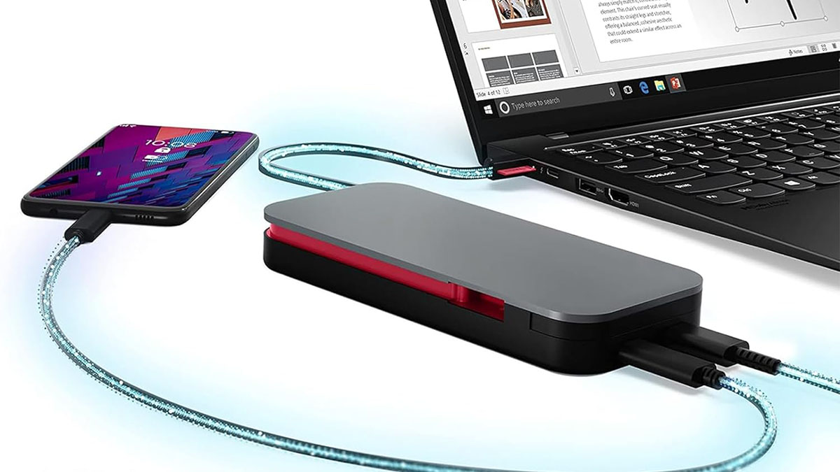 Lenovo Go 20,000mAh USB laptop power bank has dual-USB-C ports and a USB-A  port for $96