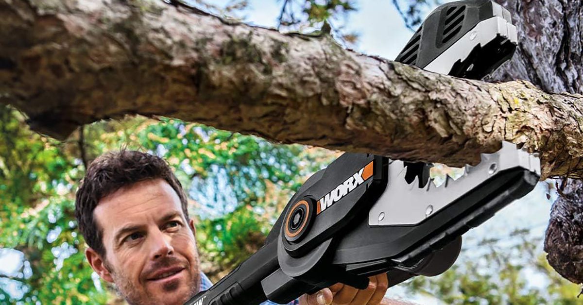The Worx 20V JawSaw cordless electric PowerShare chainsaw with a retractable blade is now down at ( off) The Worx 20V JawSaw cordless electric PowerShare chainsaw with a retractable blade is now down at ( off)