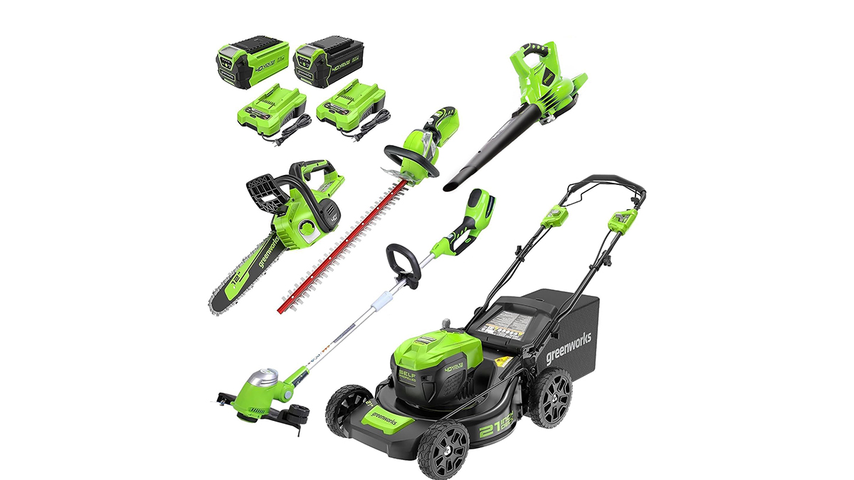 Greenworks 40V 21-inch cordless lawn mower with blower, trimmers, and  chainsaw hits $740