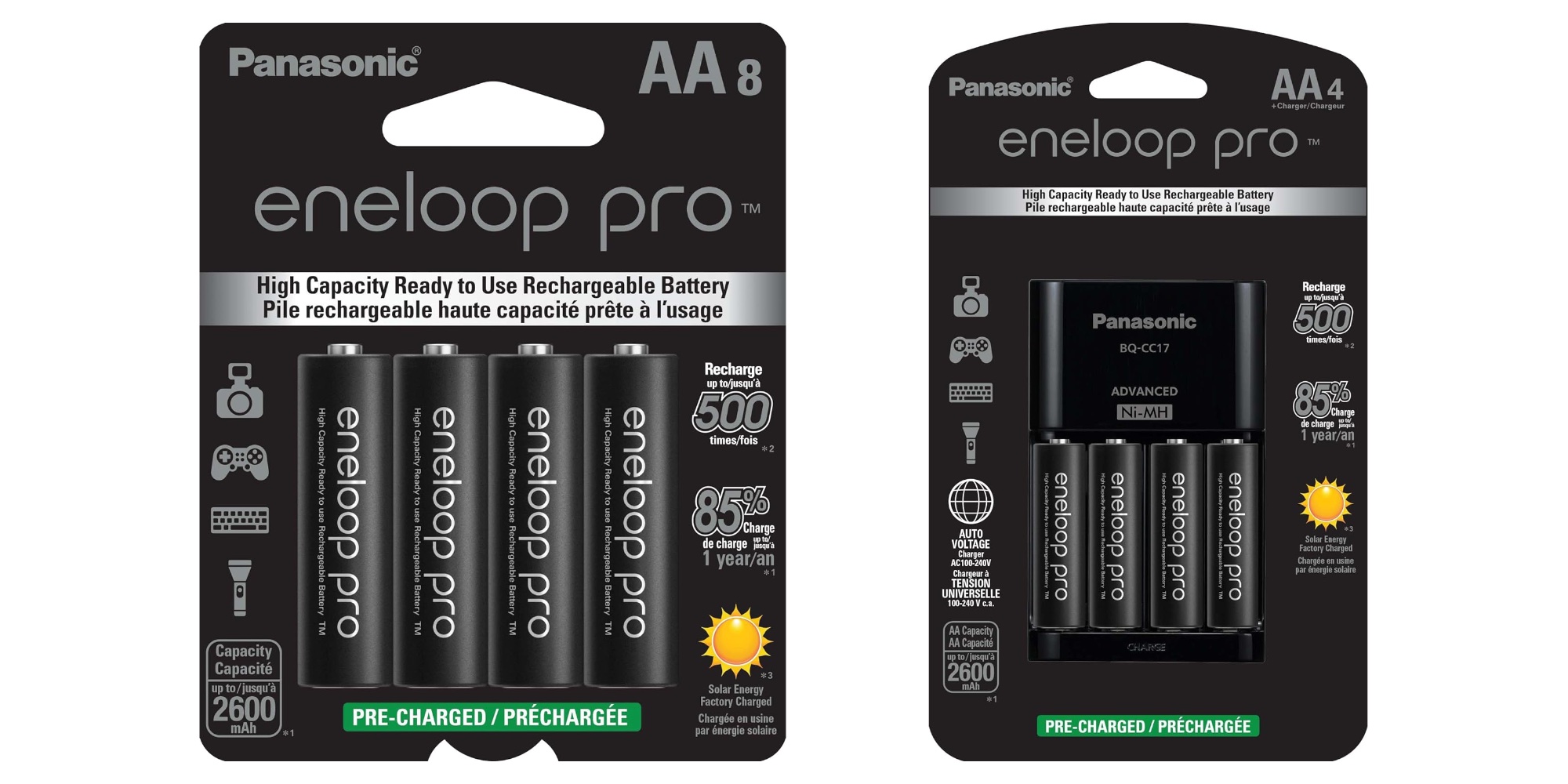 This eneloop pro AA rechargeable battery bundle includes 8 AAs at $26 (Save  50%)