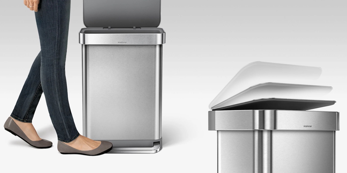 simplehuman 58 LiterRectangular Hands-Free Dual Compartment Trash Can