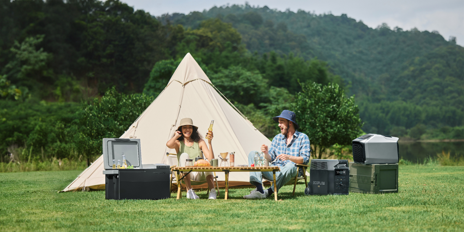 a group of people sitting at a park