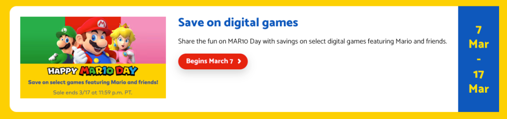 Mario Day 2024 official game deals