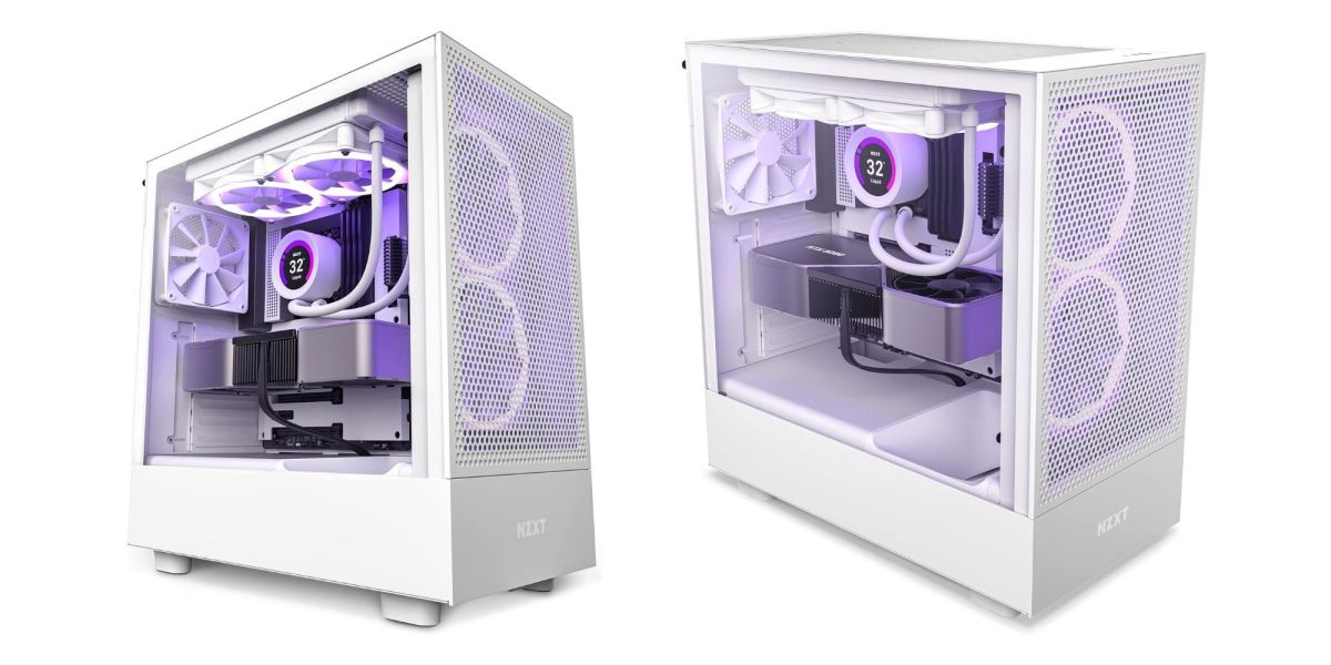 NZXT H5 Flow PC case in white.