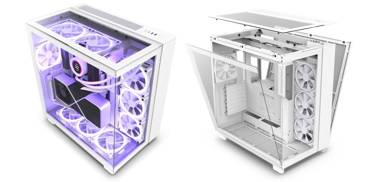 NZXT H9 Elite PC case renders next to each other.