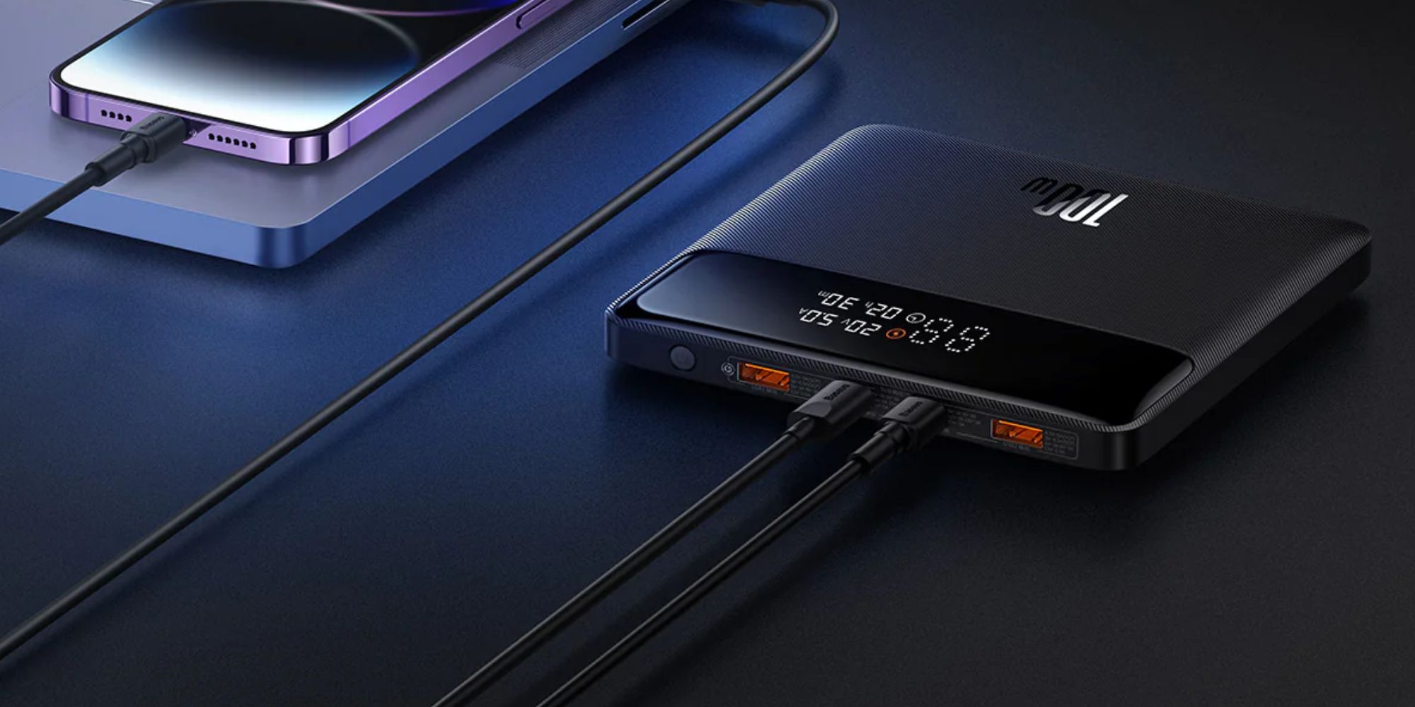 Image showing Baseus' Blade HD power bank charging a macbook and an iPhone.
