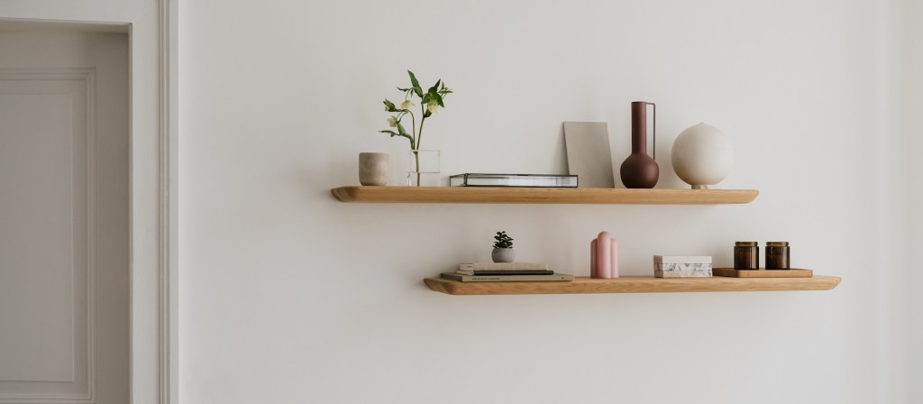 a shelf with objects on it