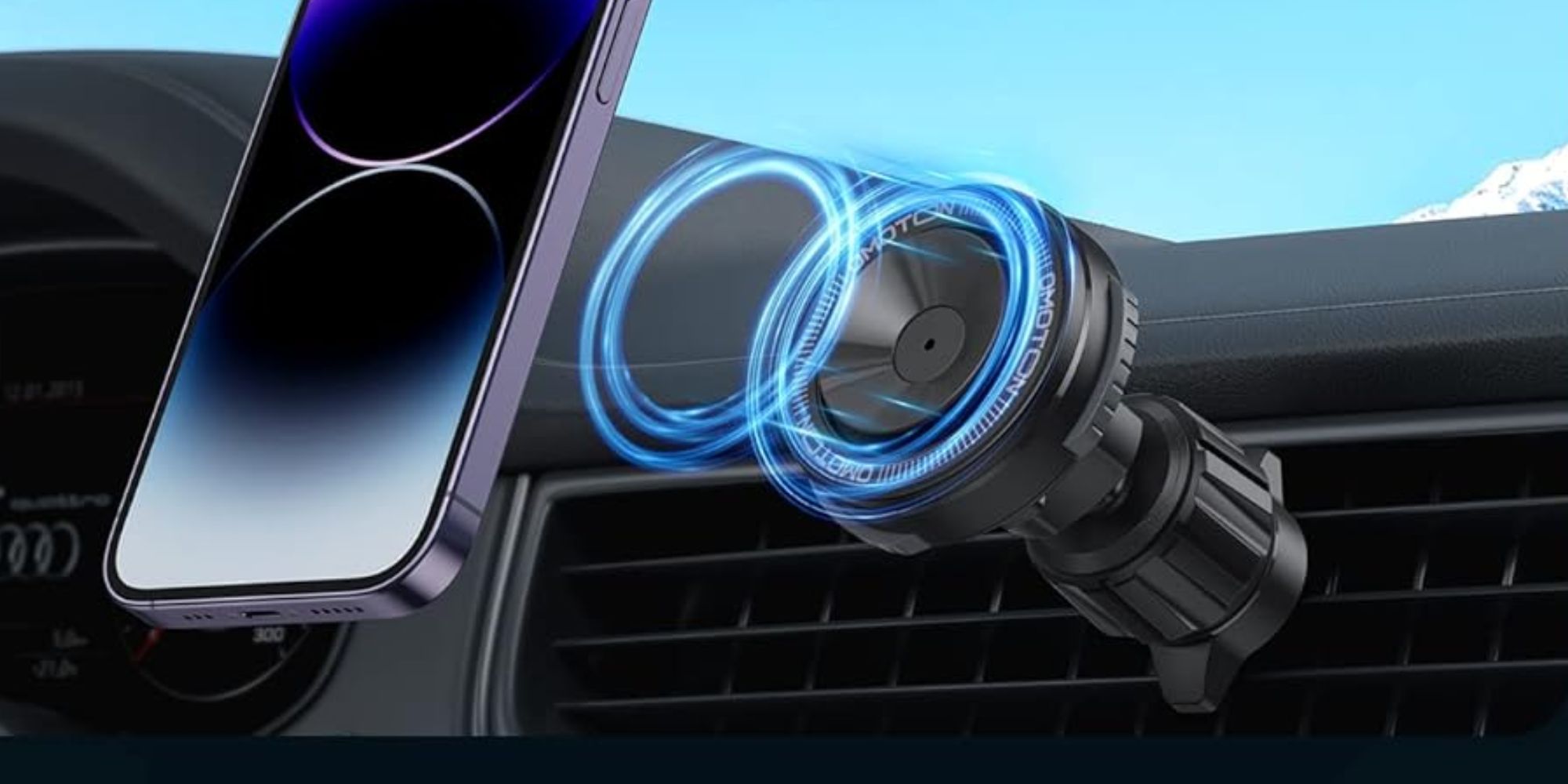 Render showing a MagSafe car mount.