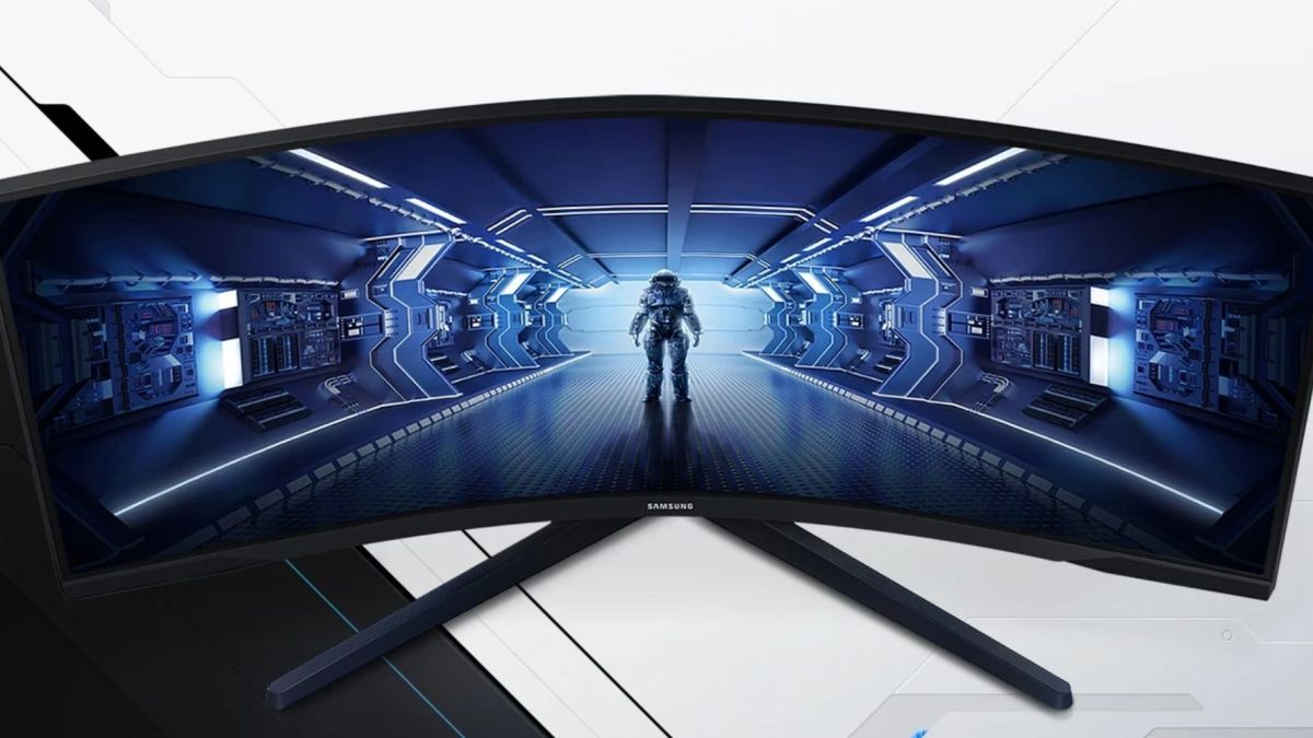 Image showing a render of Samsung Odyssey G55T gaming monitor.