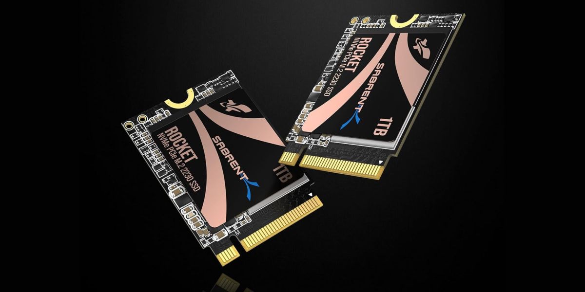 Image showing a render of Sabrent Rocket 2230 NVMe SSD.