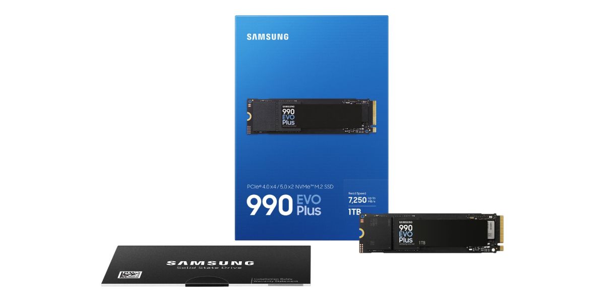 Image showing a render of Samsung's 990 EVO Plus SSD.