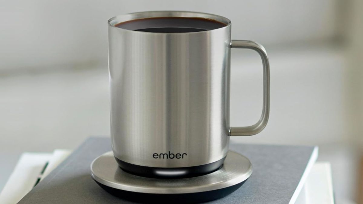 Image showing Ember's stainless steel smart mug 2 on a book.