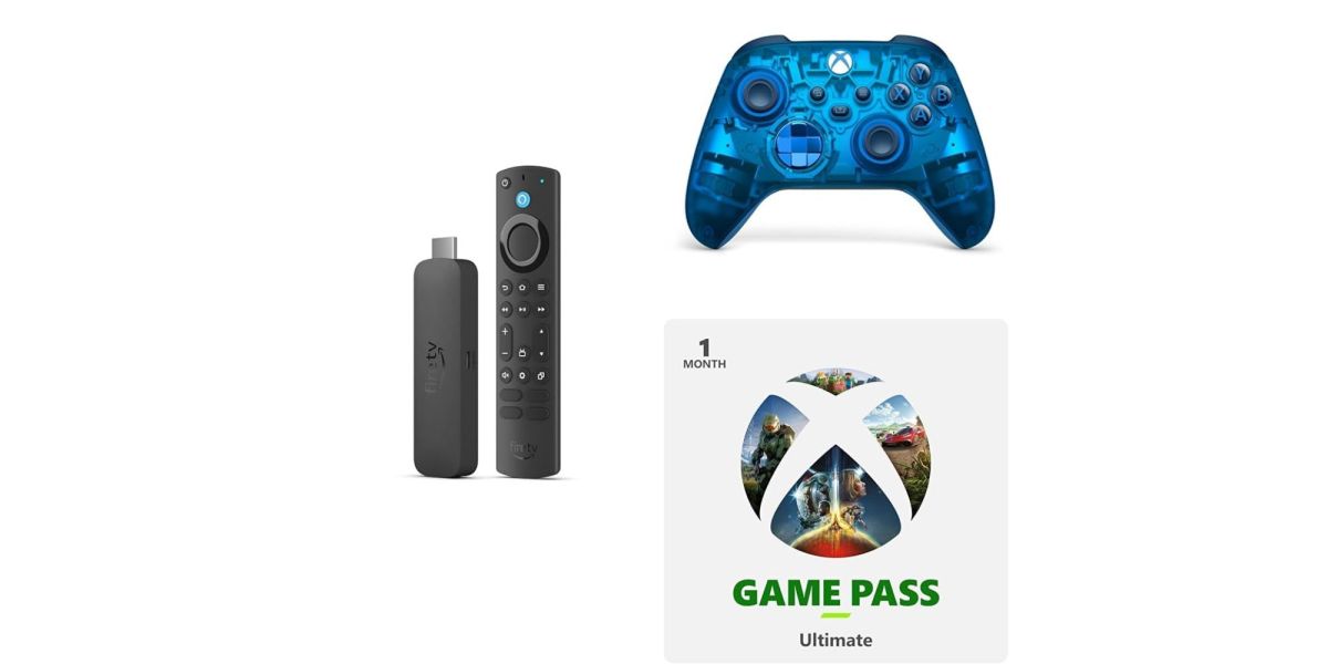 Image showing a render of Fire TV Stick bundle with Xbox Cipher controller.