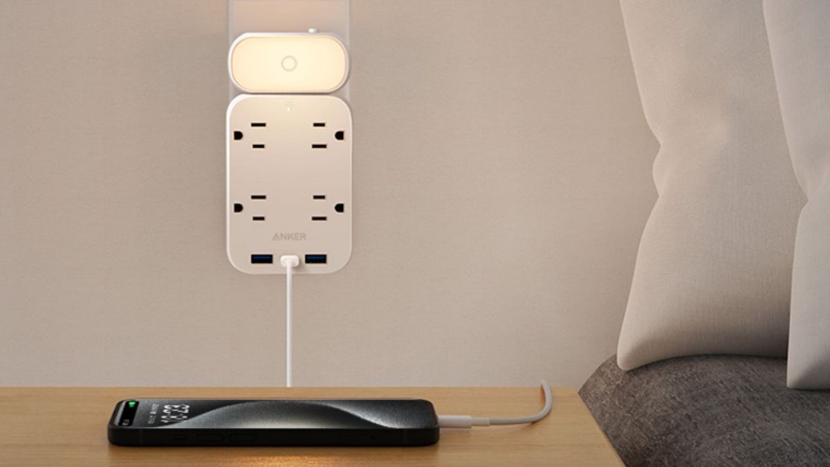 Image showing Anker's 6-in-1 USB-C outlet extender with built-in lamp.