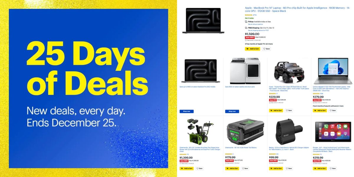 Image showing Best Buy's 25 Days of Deals illustration with deals.