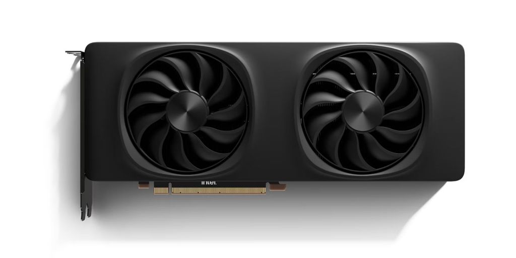 Image showing the front of the Arc B580 GPU.