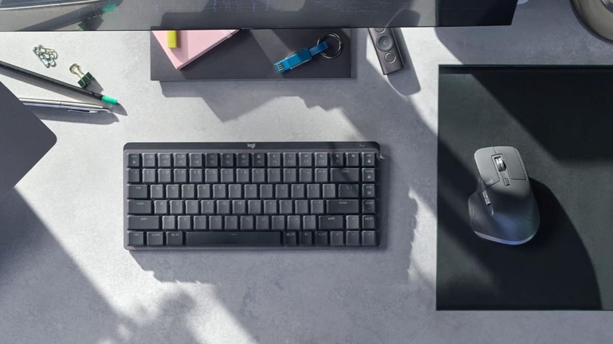 Image showing a render of Logiteh peripherals on a desk.