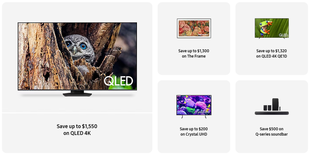 Samsung Cyber Monday deals lineup.