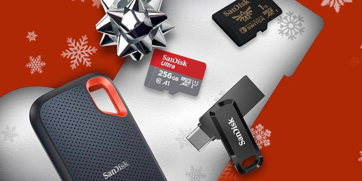 Image showing a render of SanDisk's memory and data storage sale at Amazon.