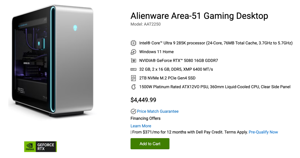 Alienware Area 51 32GB/2TB config.