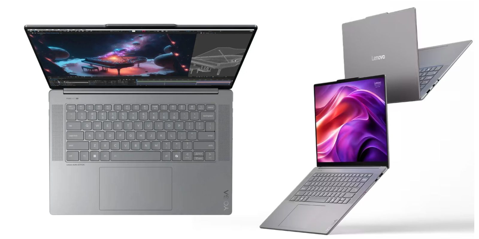 Image showing renders of Lenovo's Yoga Slim 7i Aura edition.