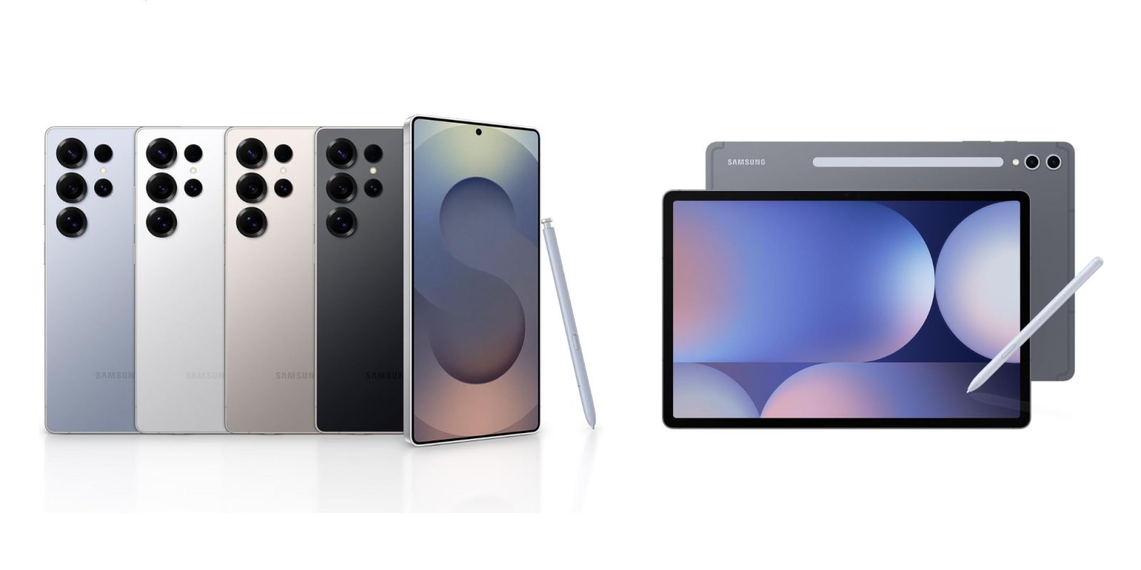 Image showing renders of Samsung Galaxy S25 Ultra and Galaxy Tab S10+.