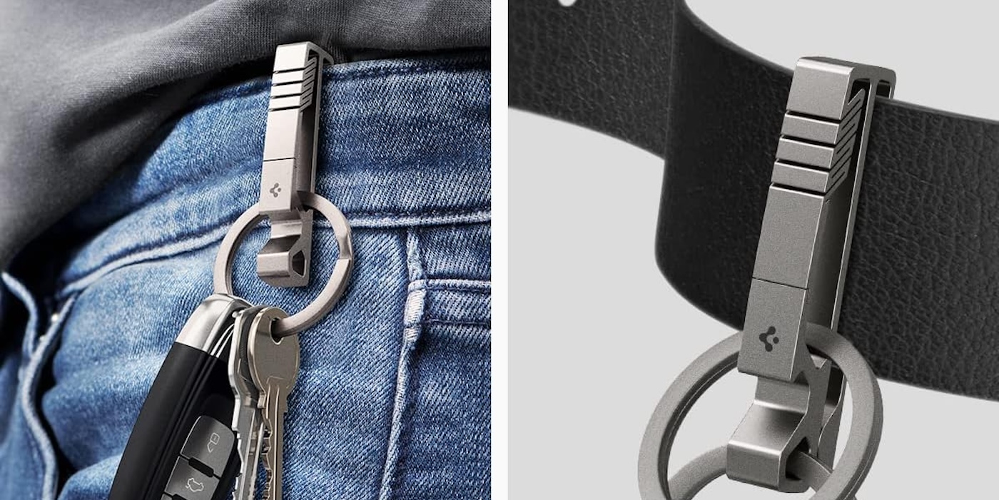 Llavero Metálico Spigen Metal Fit - Organiza Hasta 5 Llaves Con Bloqueo Seguro, Color Negro