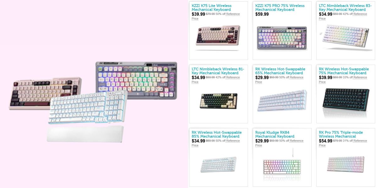 Image showing keyboard renders and listings from Woot.