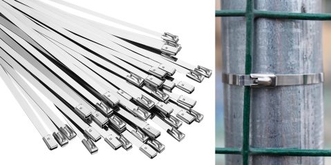 A close up of a stack of metal straps