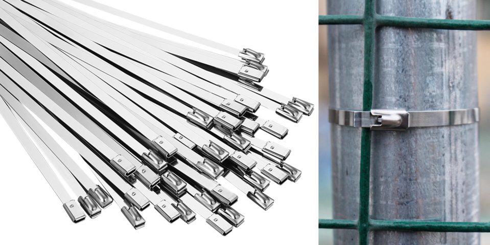 A close up of a stack of metal straps