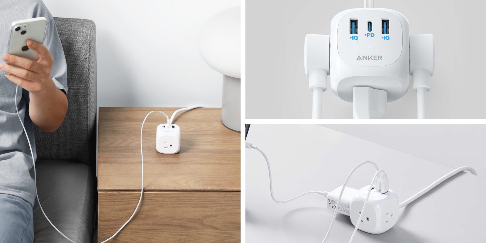 A white electrical device with a cord plugged into it