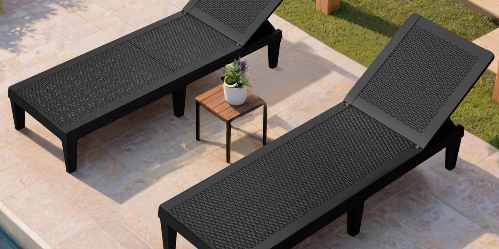 A group of chairs on a patio