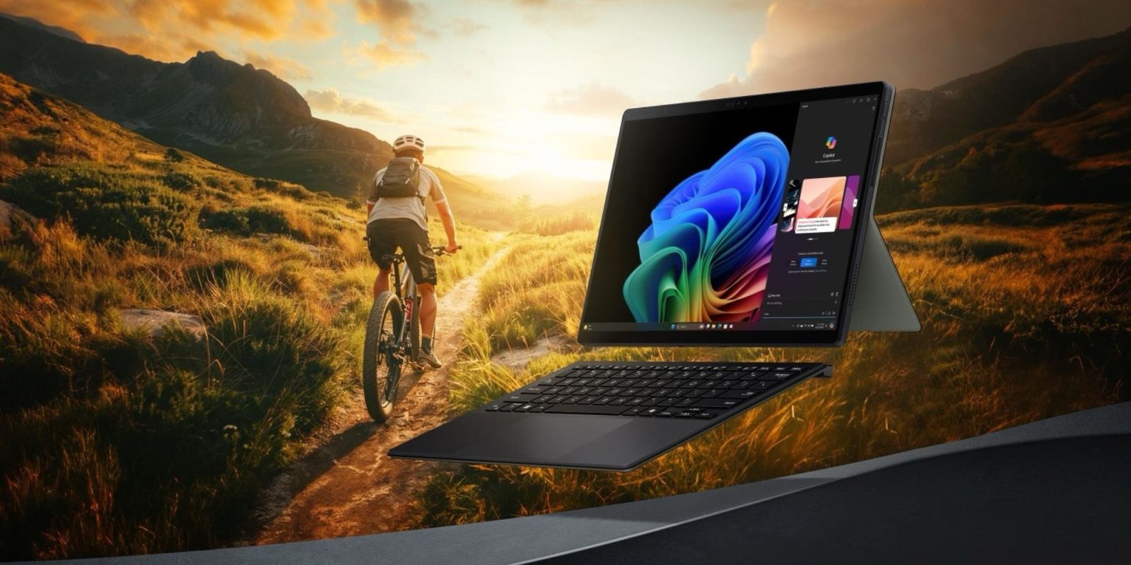 Image showing a render of ASUS' ProArt PZ13 OLED convertible laptop.