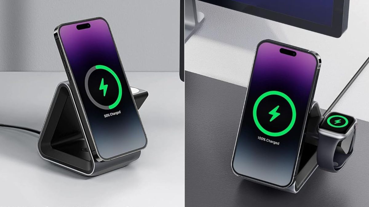 A phone on a wireless charger