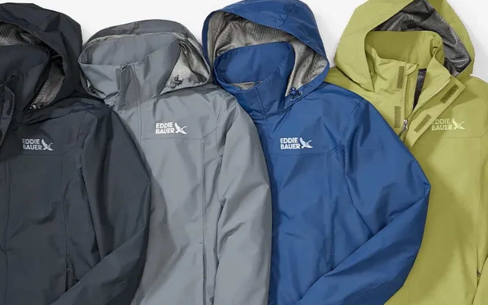 A group of jackets on a white background