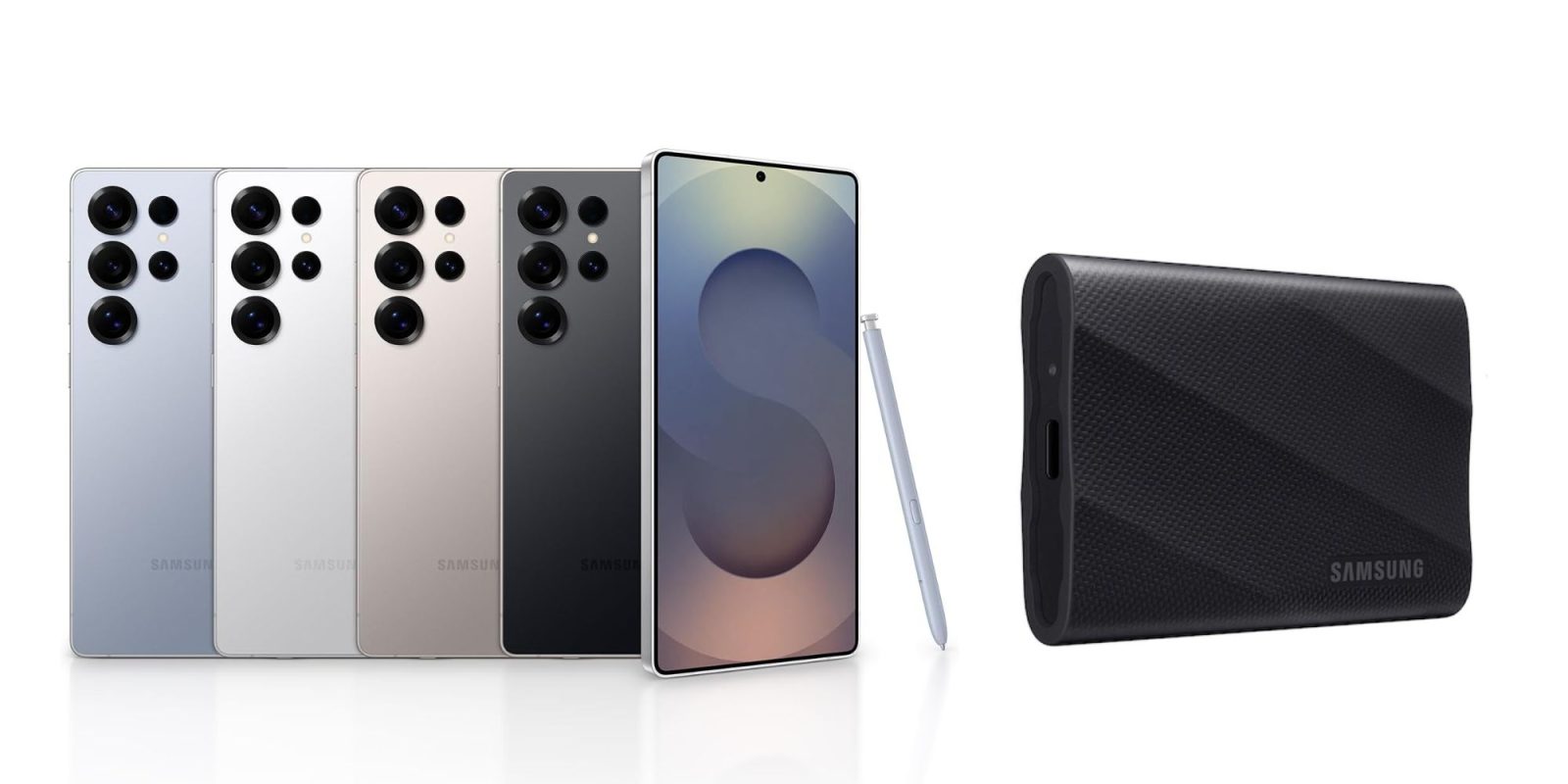 Image showing renders of Galaxy S25 Ultra and T9 SSD.