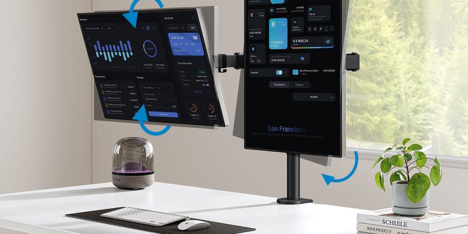 A computer screens on a desk