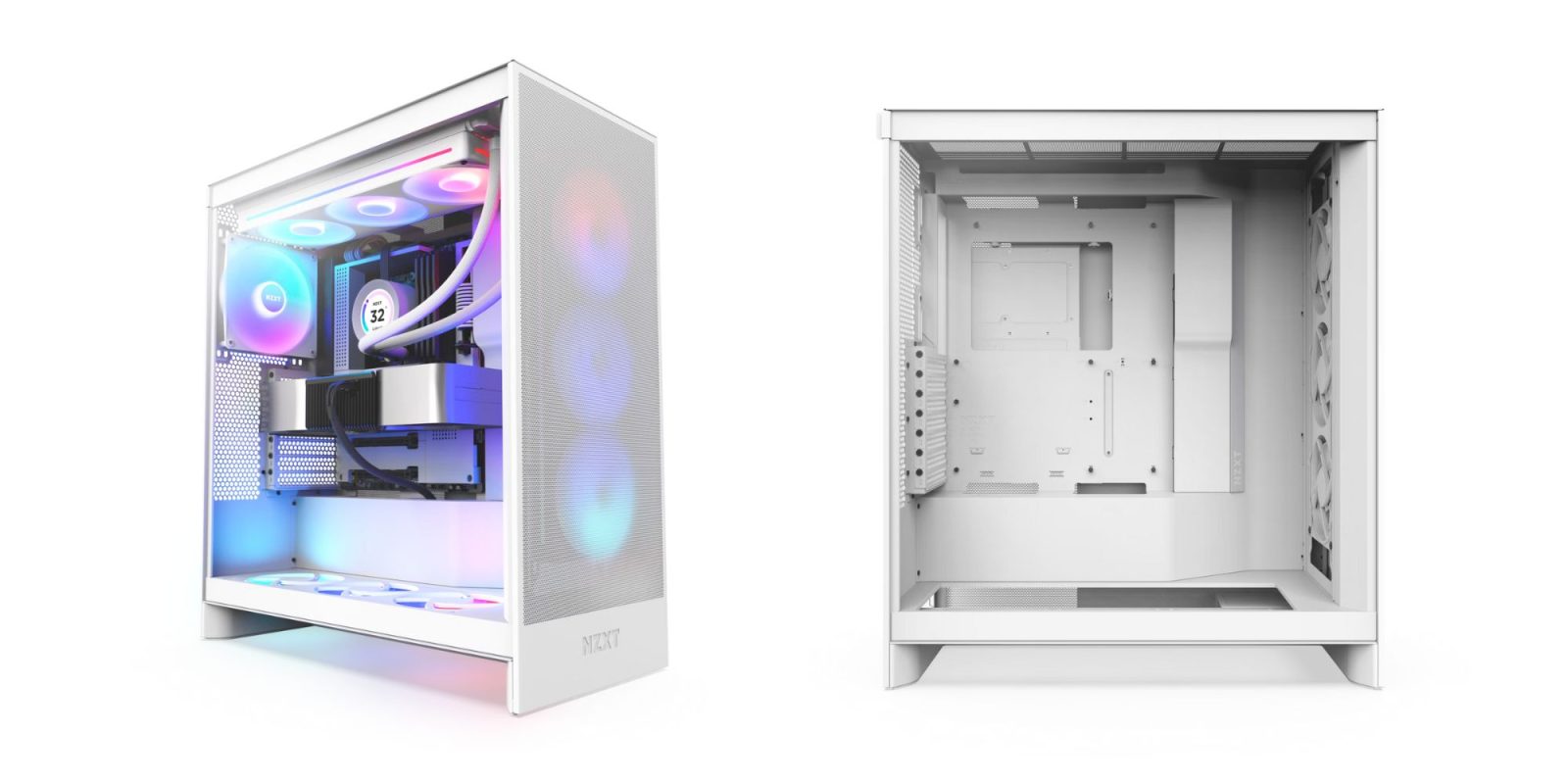 Image showing renders of NZXT's 2024 H7 Flow PC case in white.